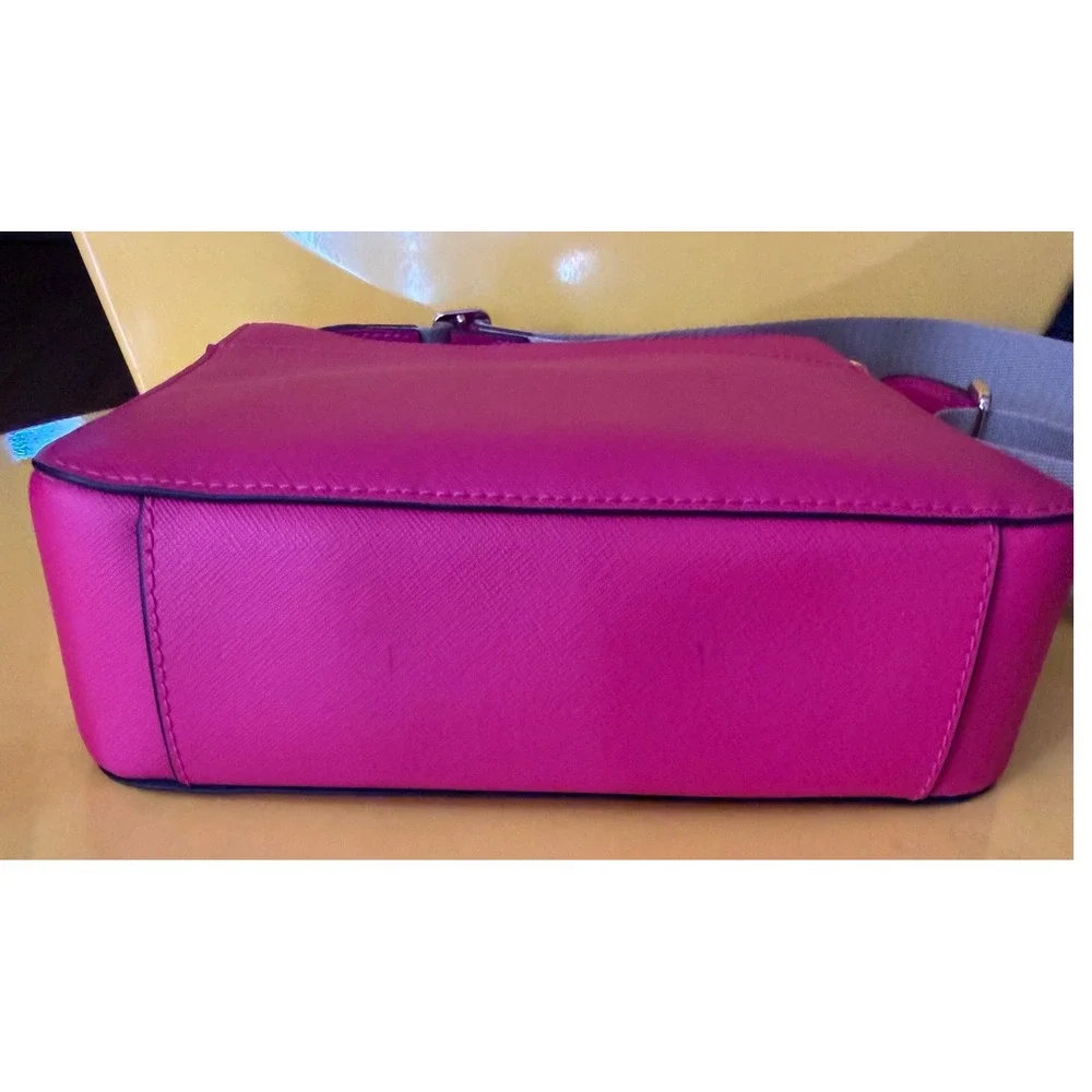 Michael‎ Kors Jet Set Large Crossbody Bag Pink Saffiano Leather Silver Hardware